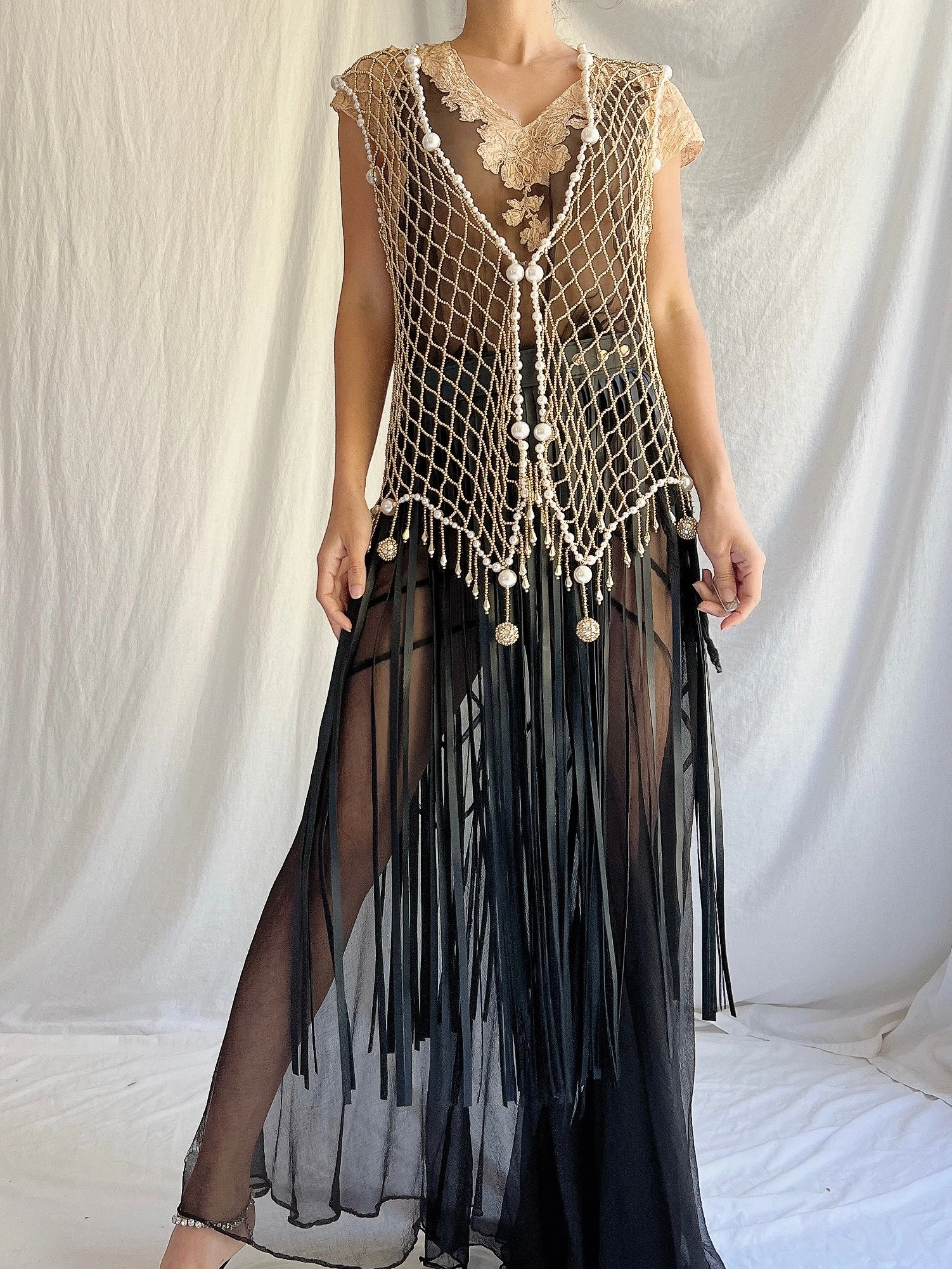 Vintage Pearl Beaded Vest - M/L