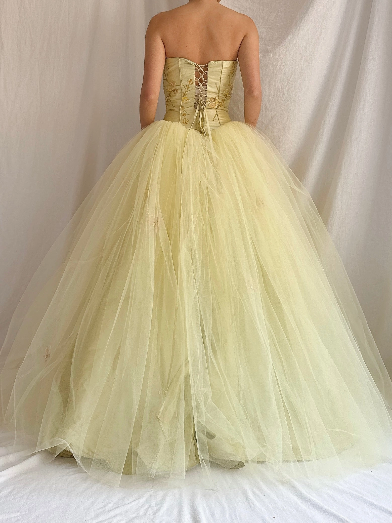 Vintage Raw Silk and Tulle Gown - XS-S