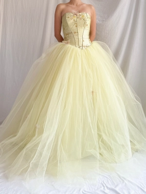 Vintage Raw Silk and Tulle Gown - XS-S