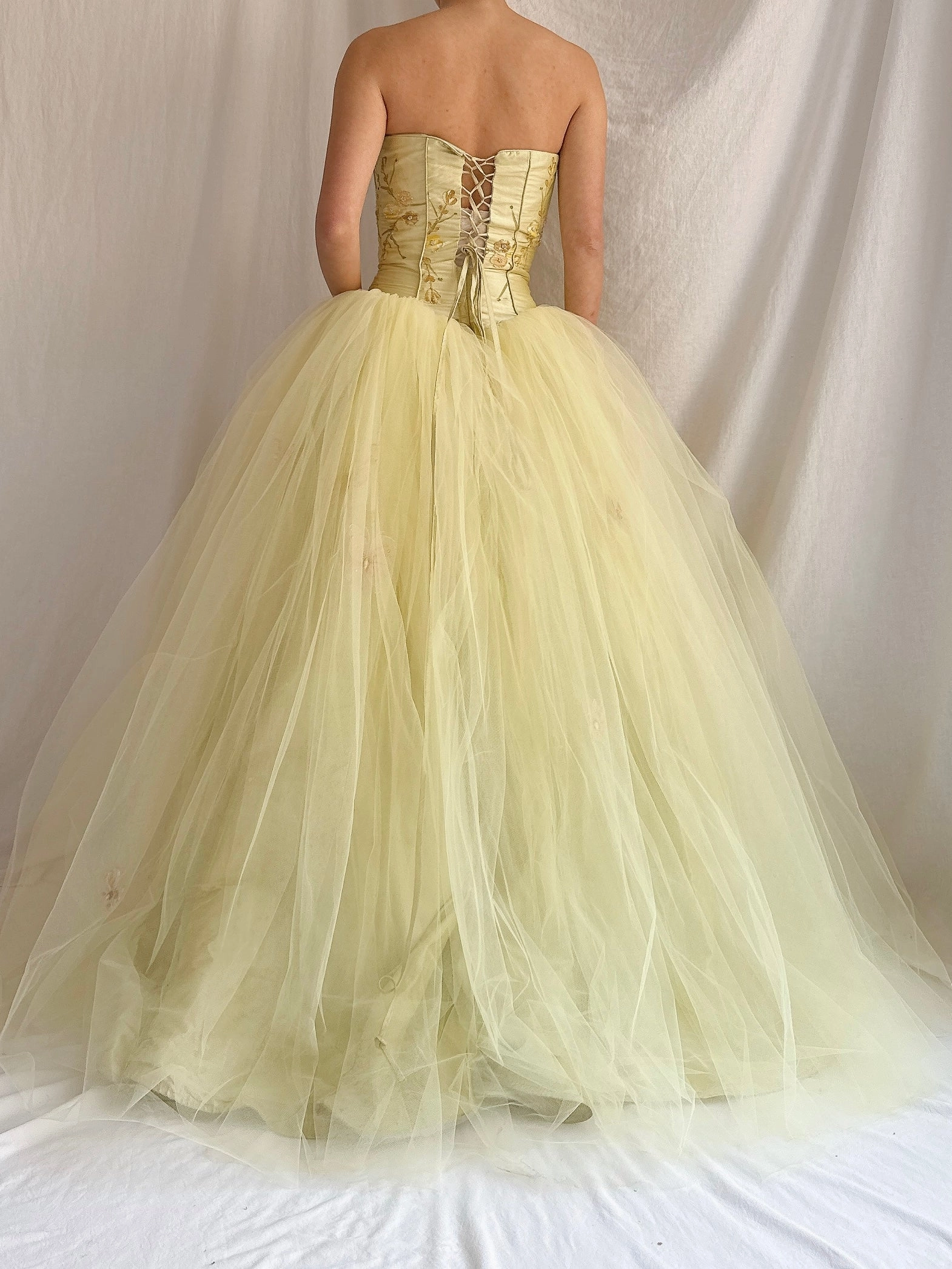 Vintage Raw Silk and Tulle Gown - XS-S