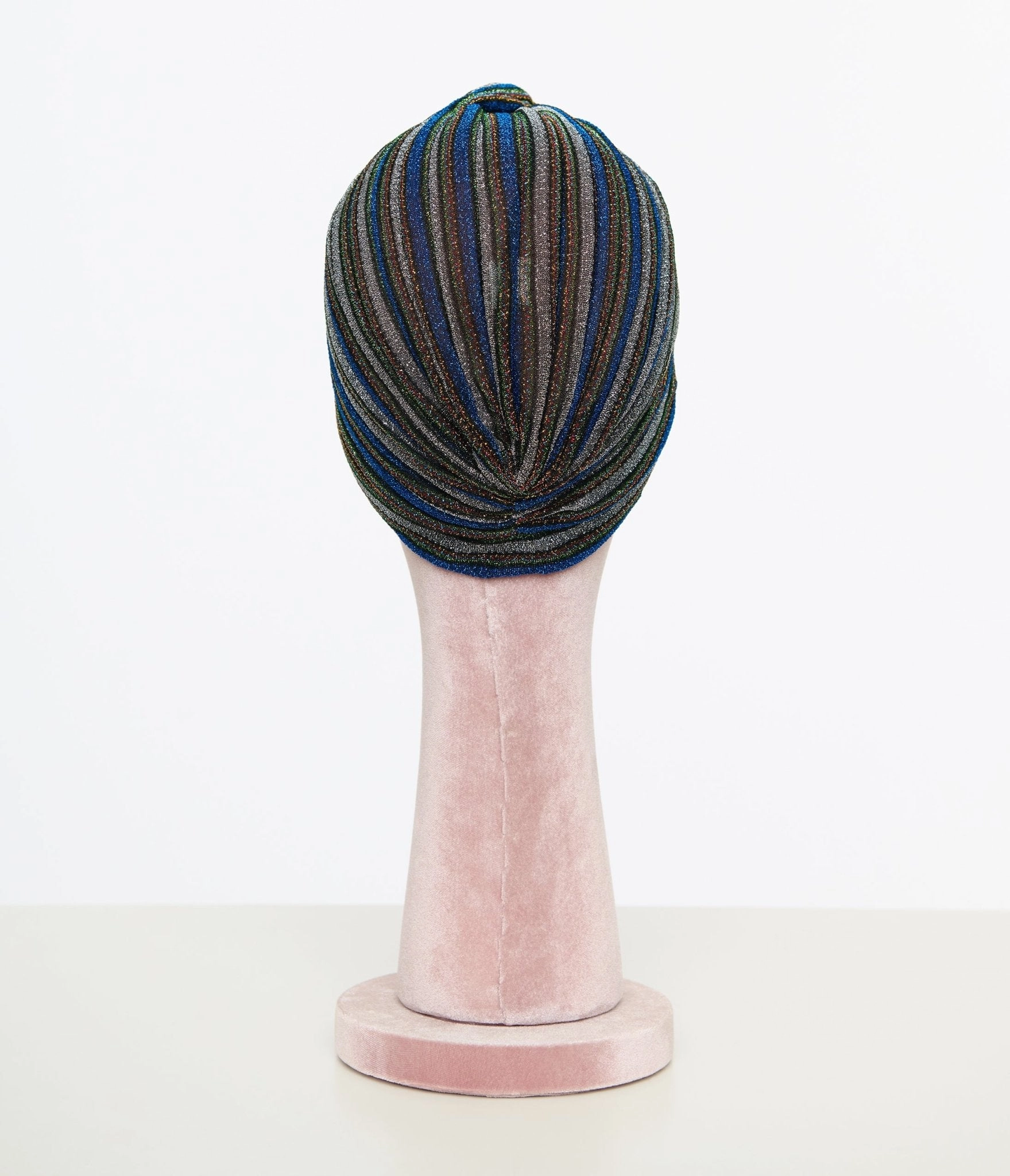 Vintage Style Multicolor Metallic Blue Knotted Turban