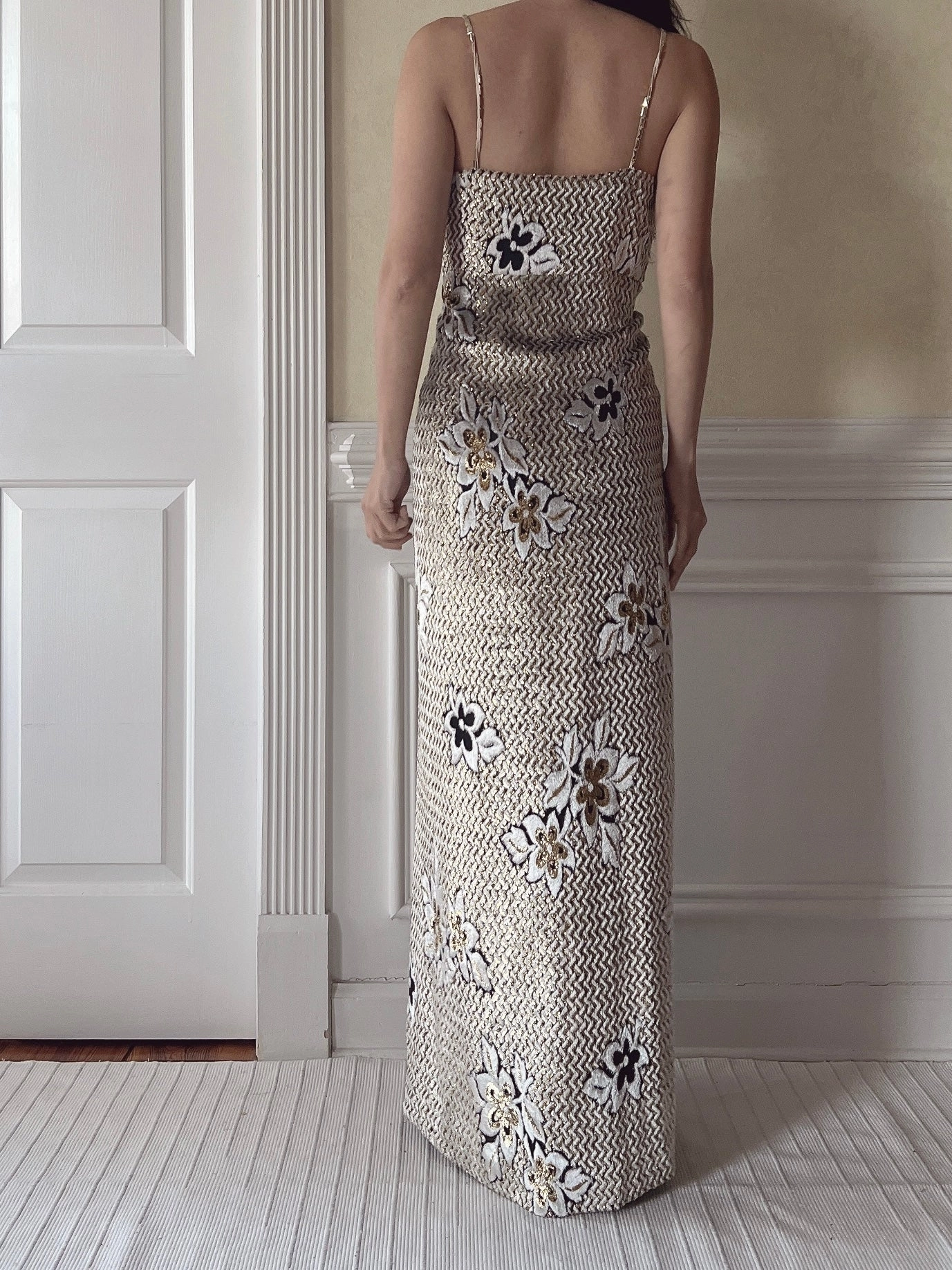 Vintage Velvet/Lurex Sweetheart Draped Dress - M