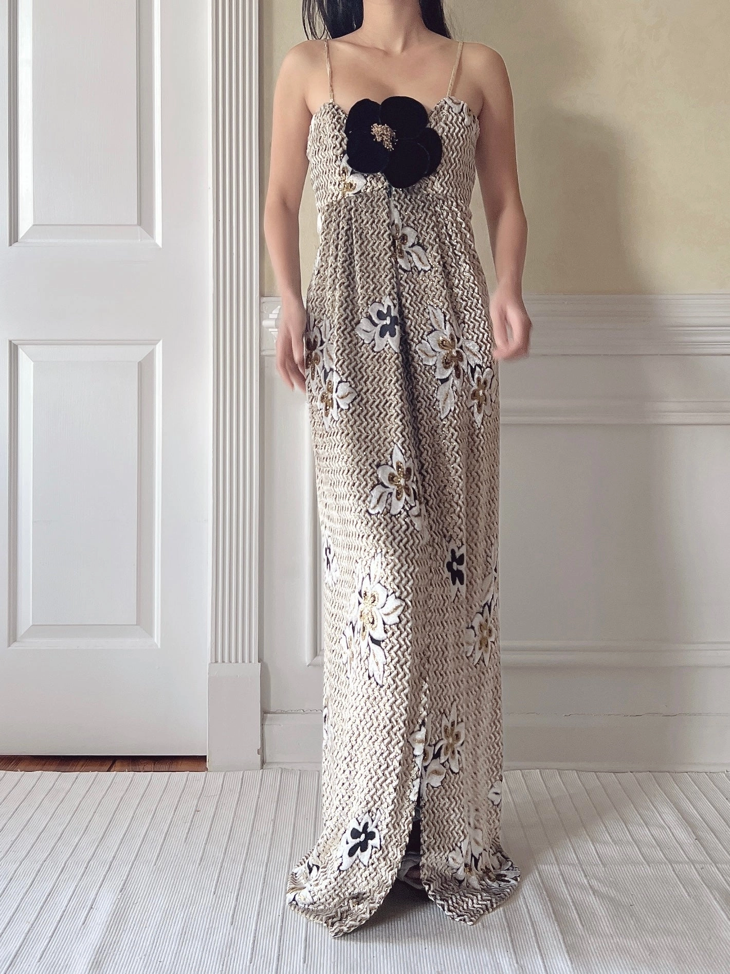 Vintage Velvet/Lurex Sweetheart Draped Dress - M