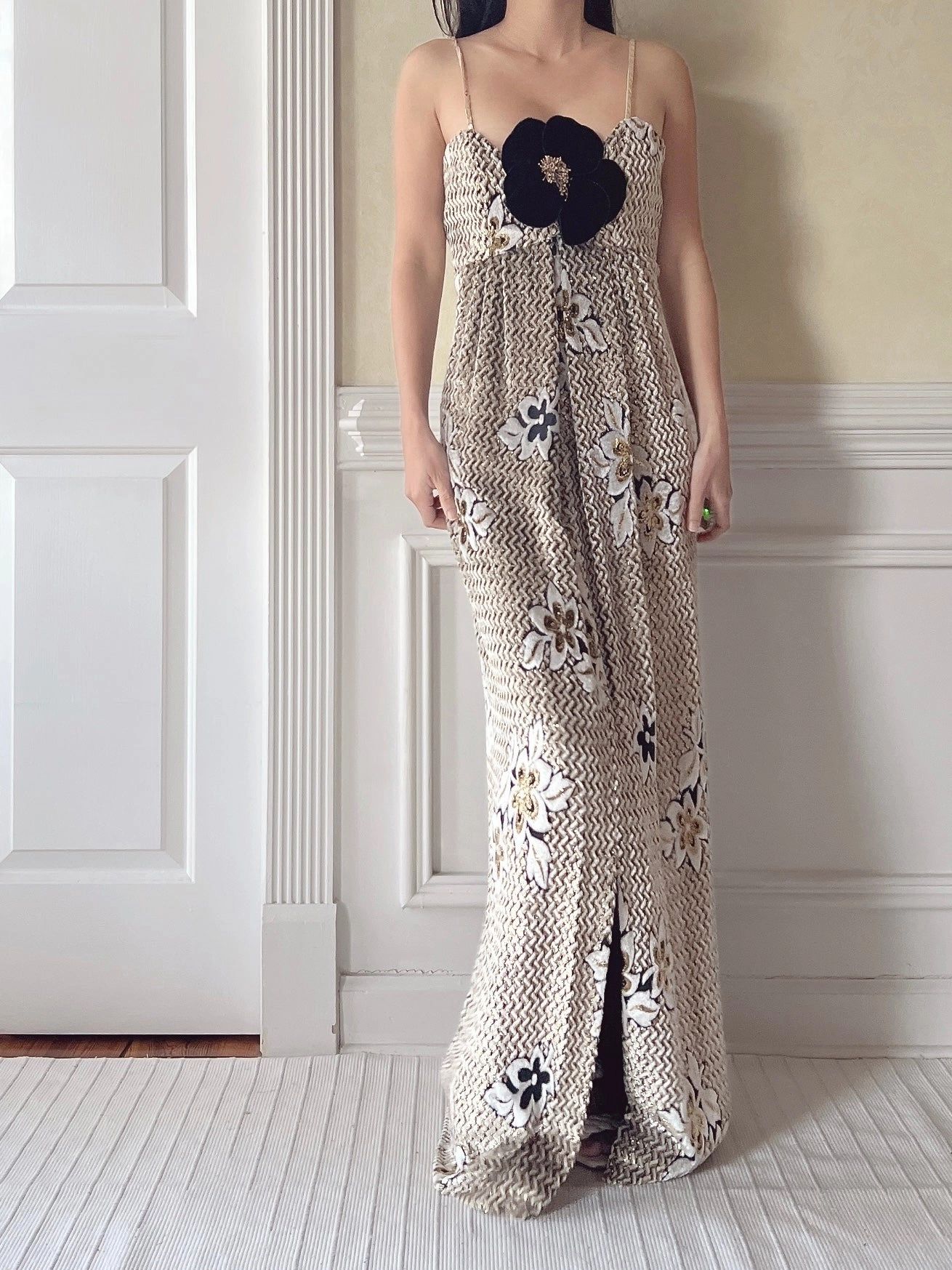 Vintage Velvet/Lurex Sweetheart Draped Dress - M