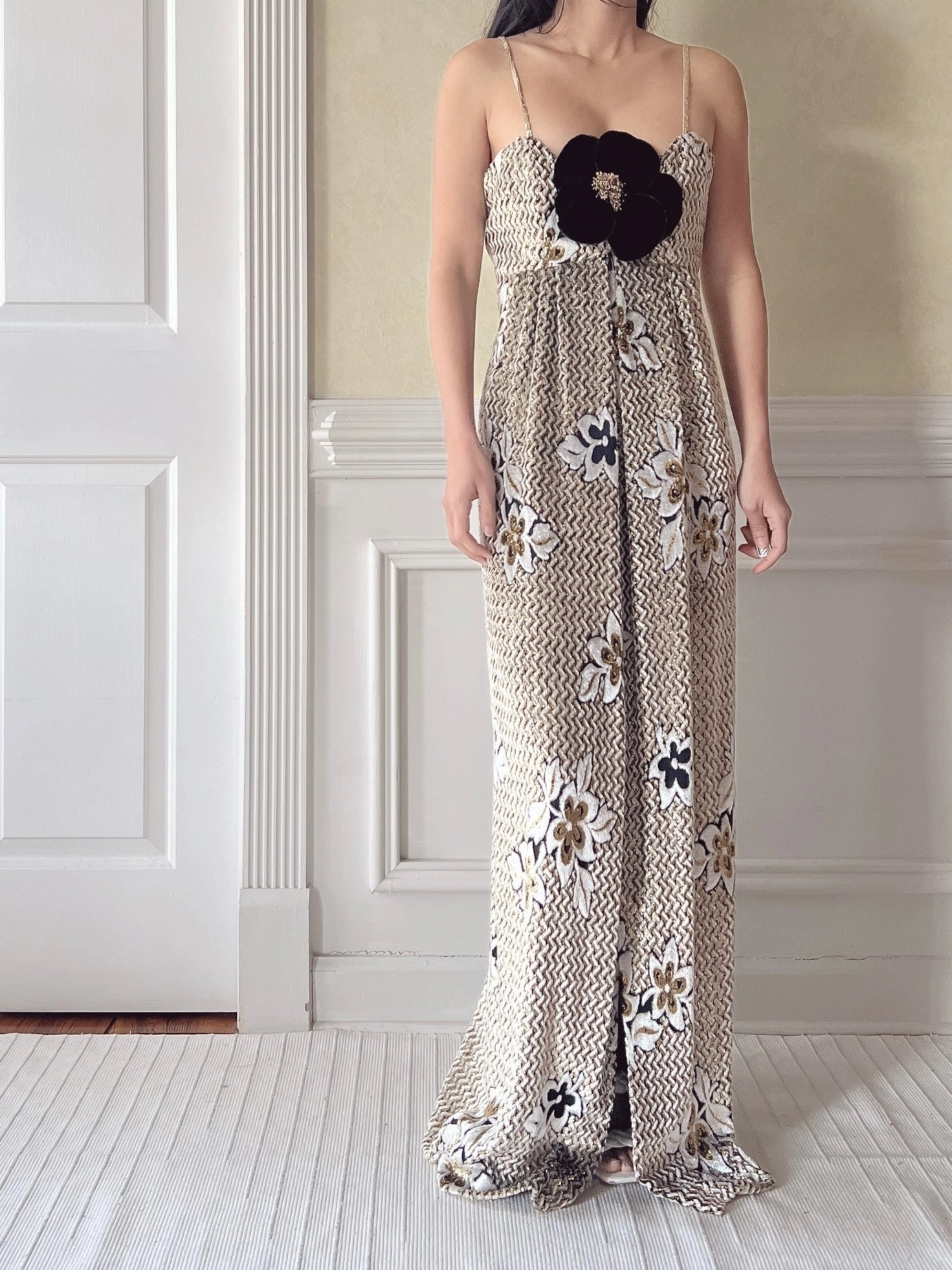Vintage Velvet/Lurex Sweetheart Draped Dress - M