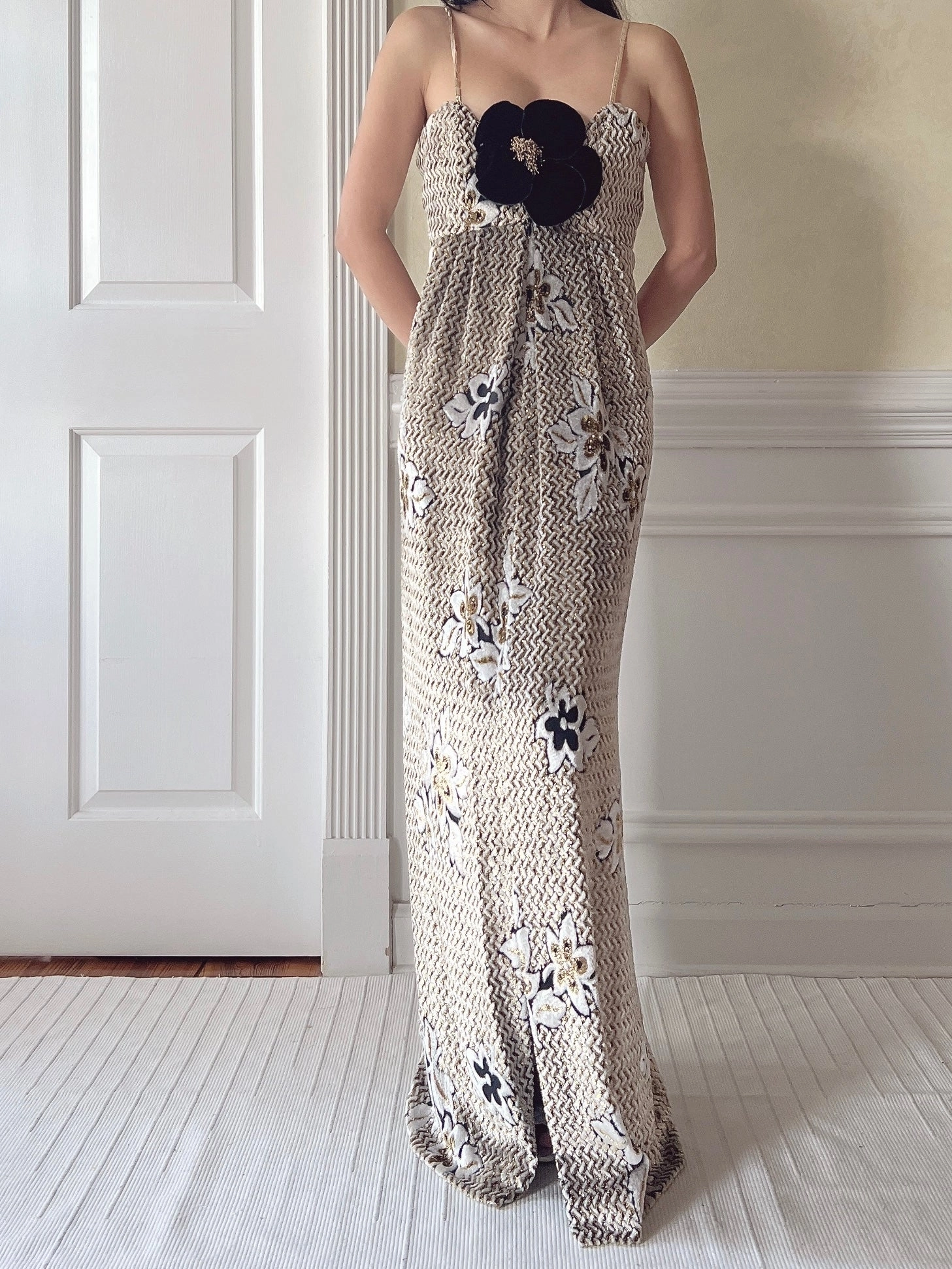 Vintage Velvet/Lurex Sweetheart Draped Dress - M