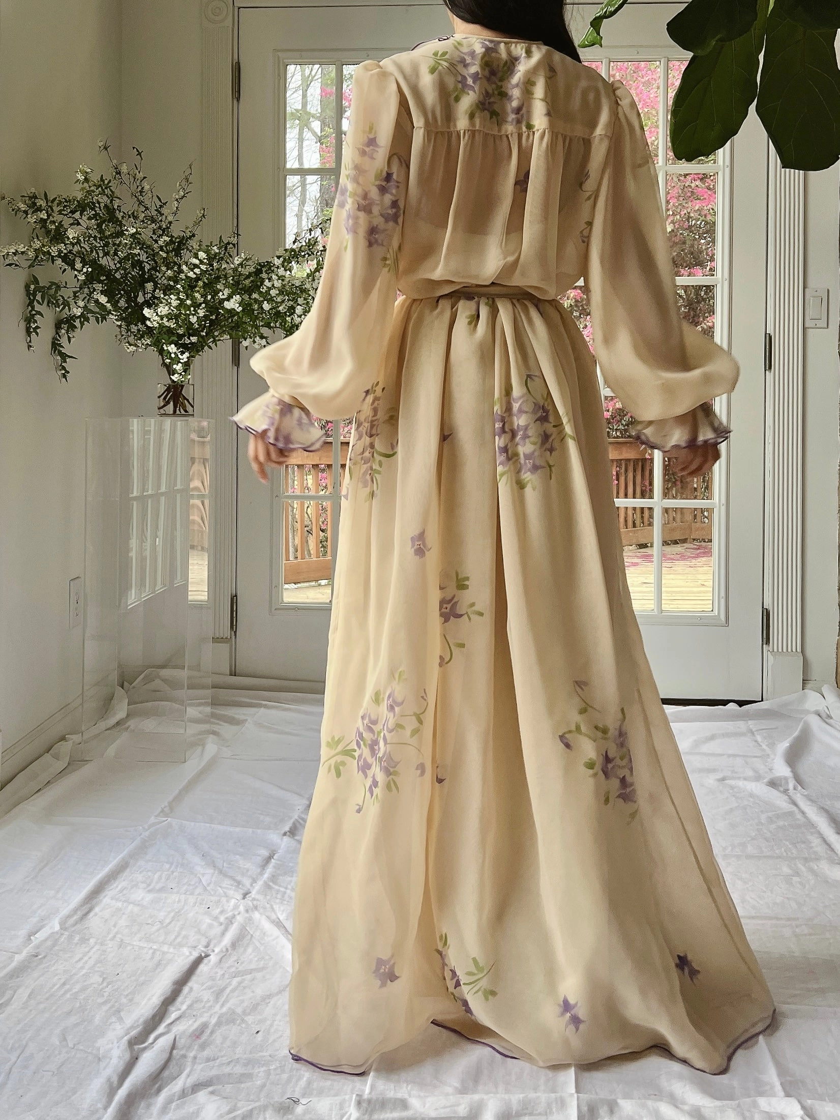 Vintage Victor Costa Stenciled Chiffon Dress - M/L