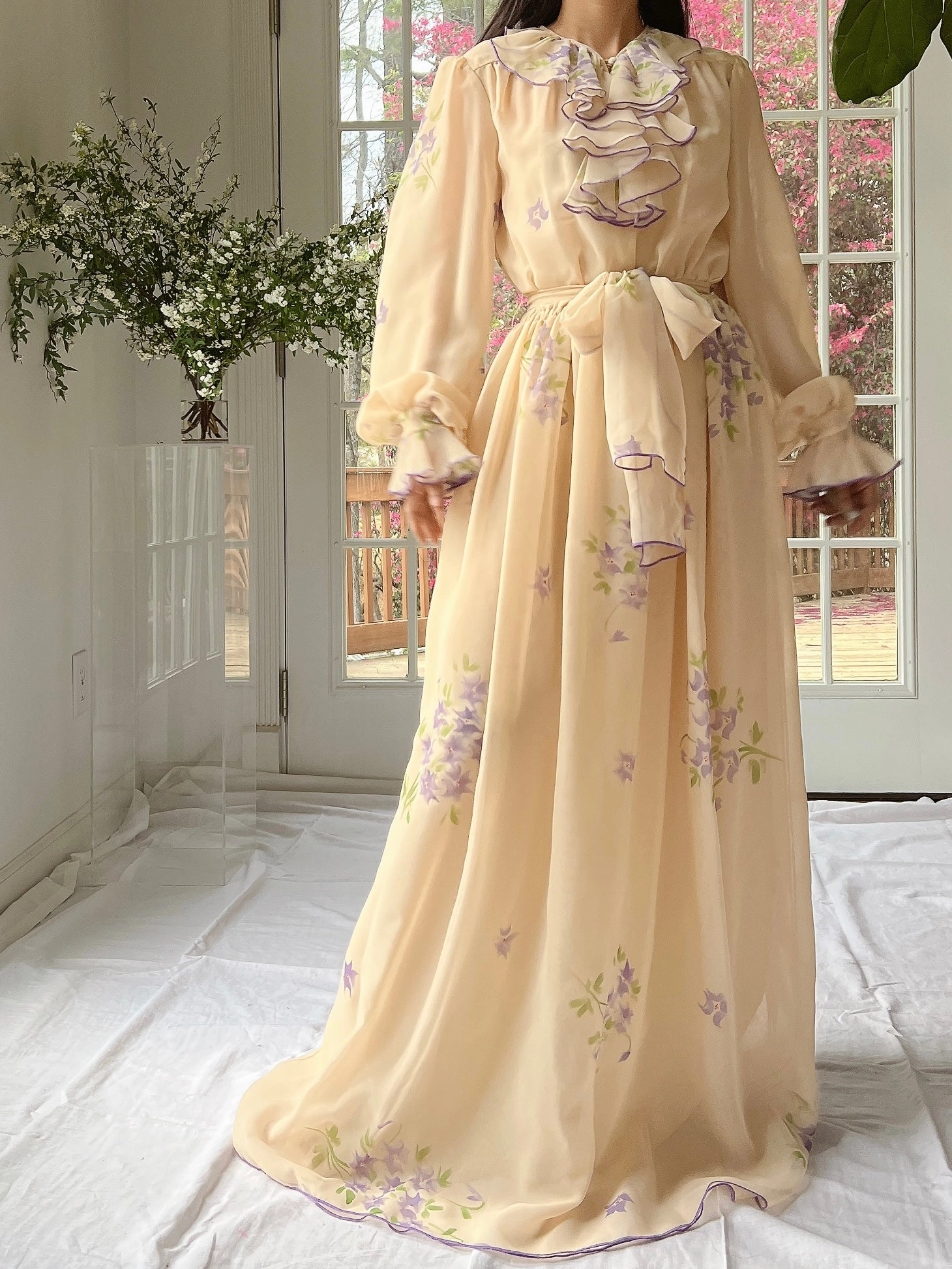 Vintage Victor Costa Stenciled Chiffon Dress - M/L