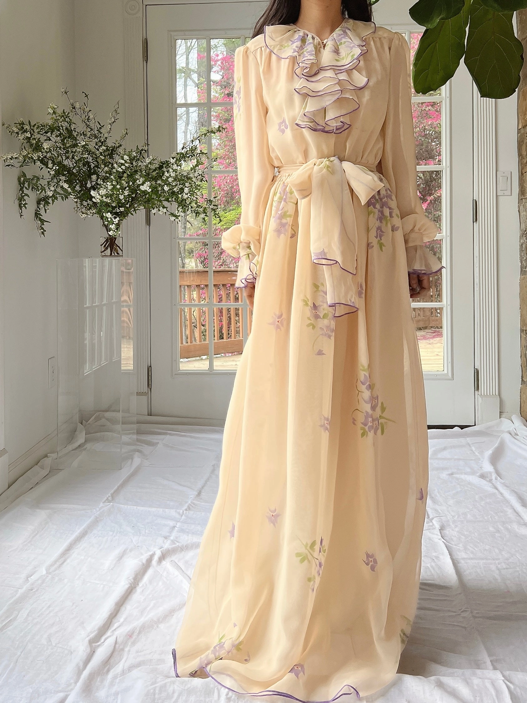 Vintage Victor Costa Stenciled Chiffon Dress - M/L