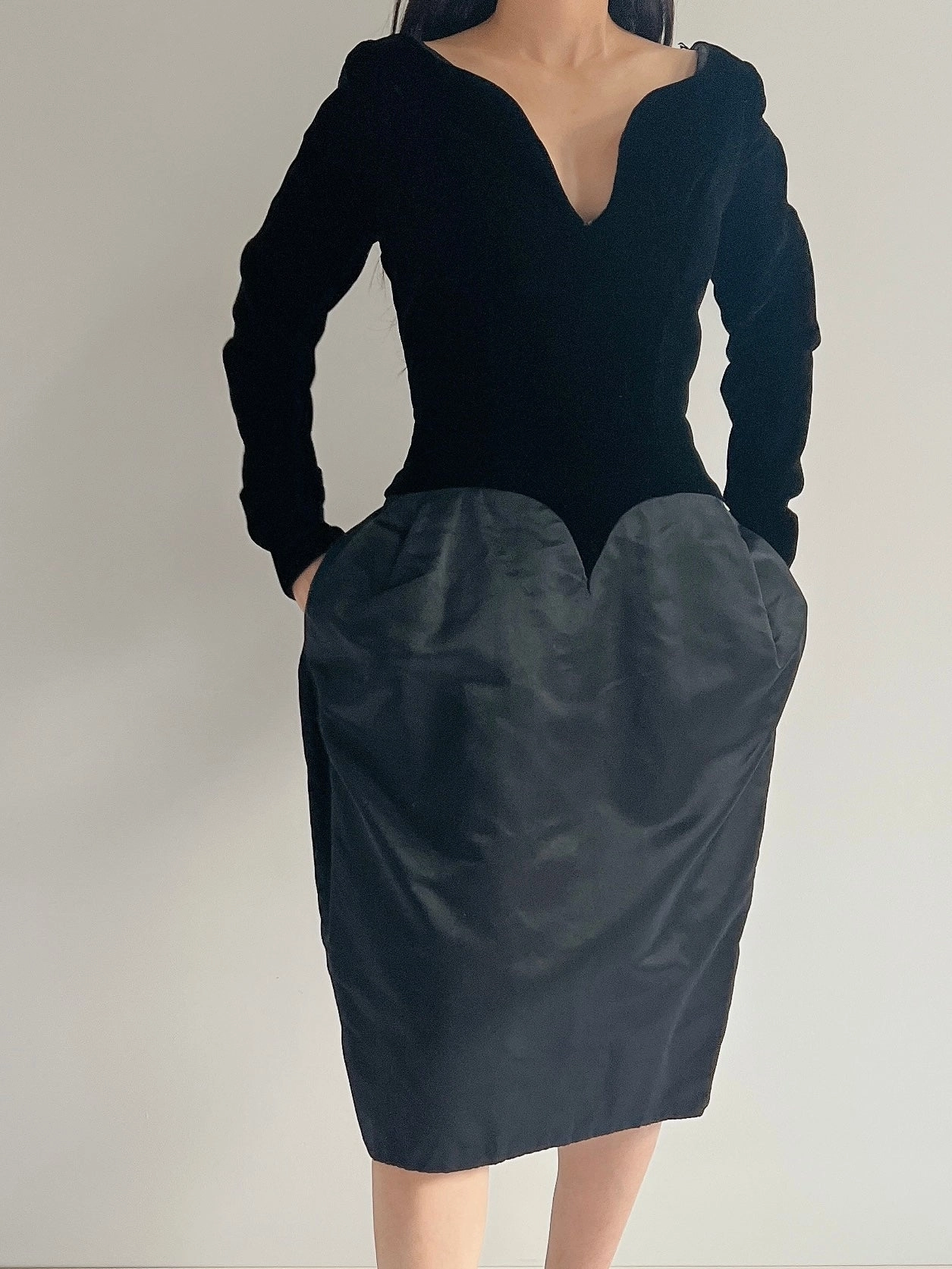 Vintage Victor Costa Velvet and Silk Satin Dress - S
