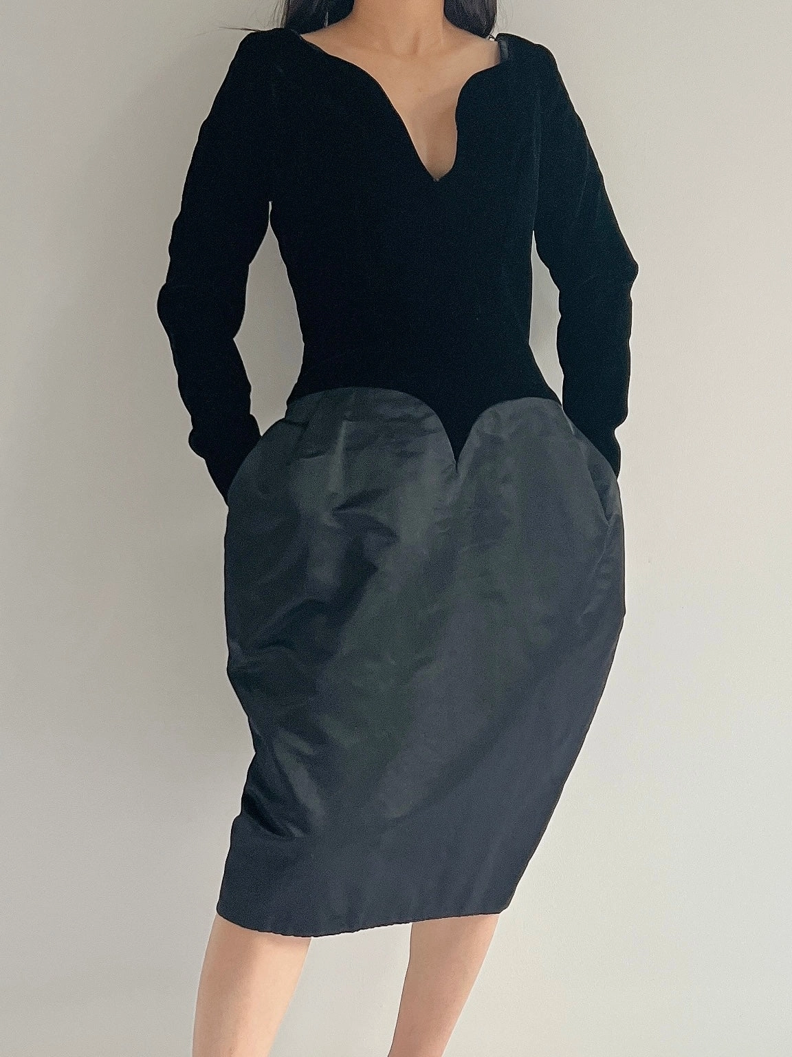 Vintage Victor Costa Velvet and Silk Satin Dress - S
