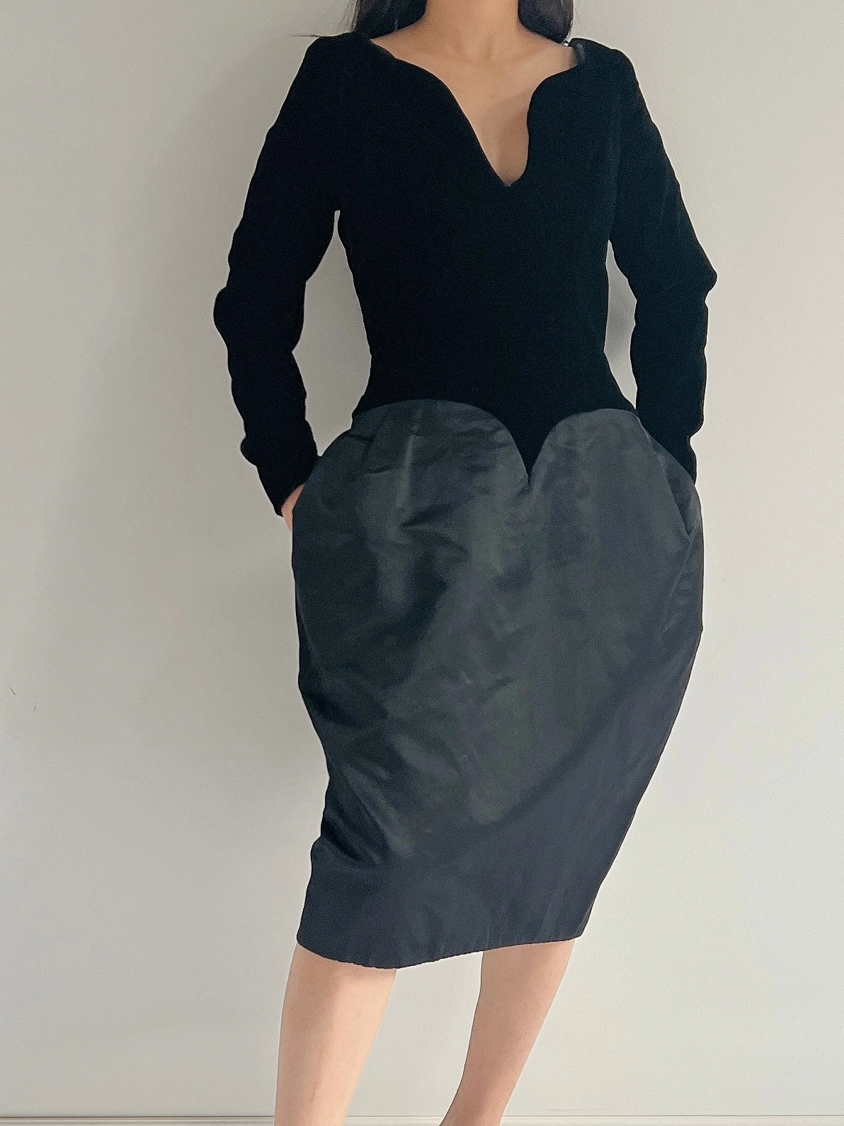 Vintage Victor Costa Velvet and Silk Satin Dress - S