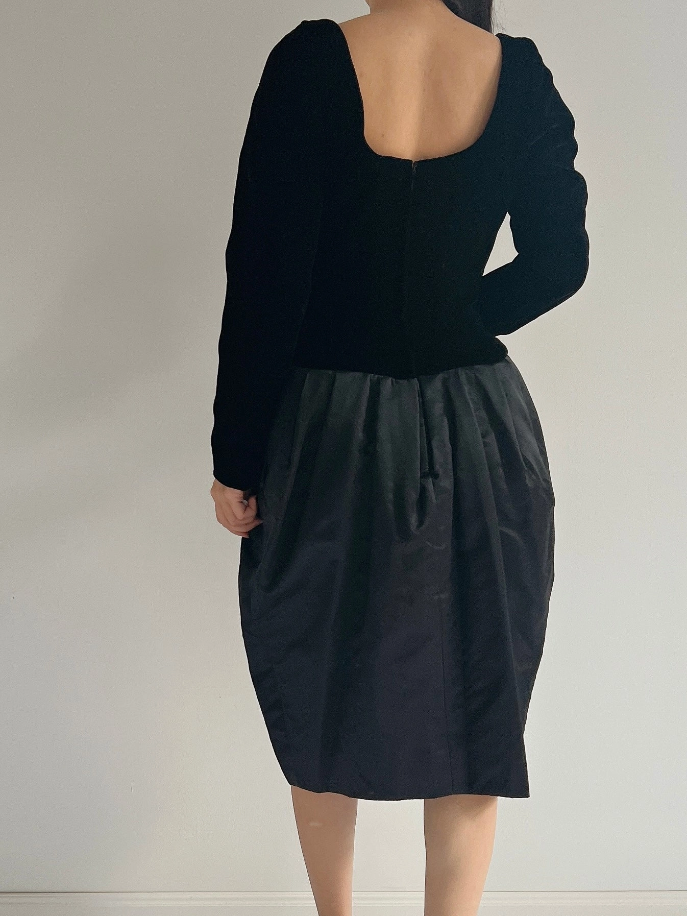 Vintage Victor Costa Velvet and Silk Satin Dress - S