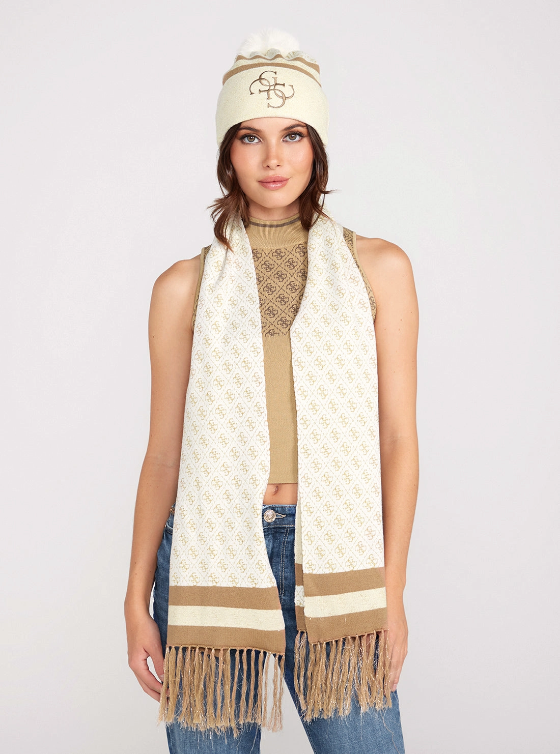 White Cream Logo Valerie Scarf