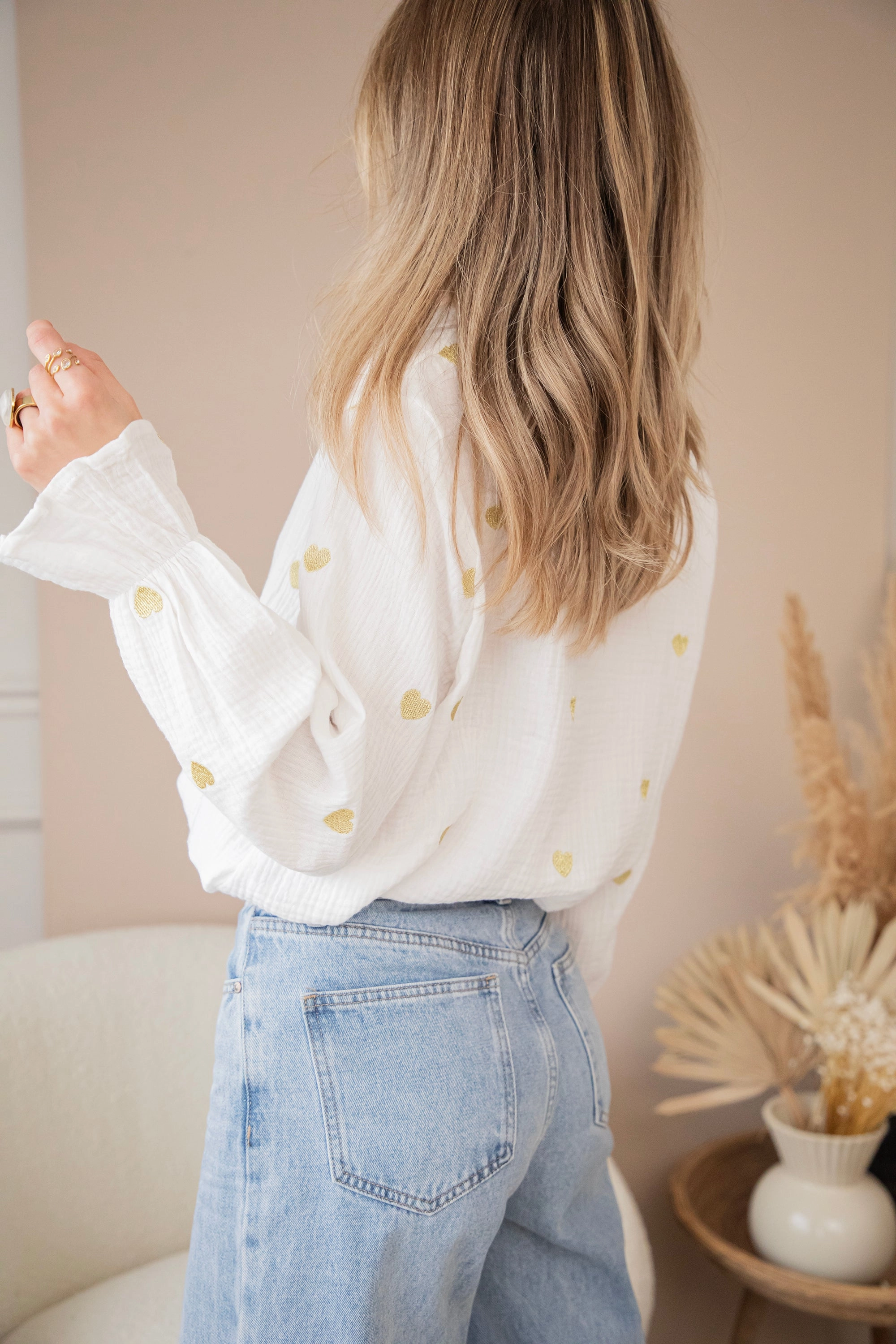 With All My Heart White/Gold - Blouse