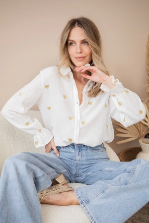 With All My Heart White/Gold - Blouse