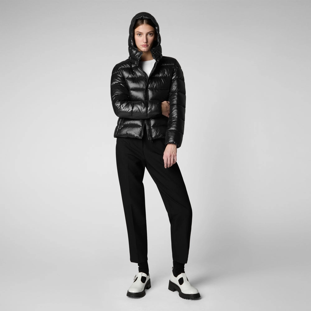 Women's Cosmary Hooded Puffer Jacket in Black
