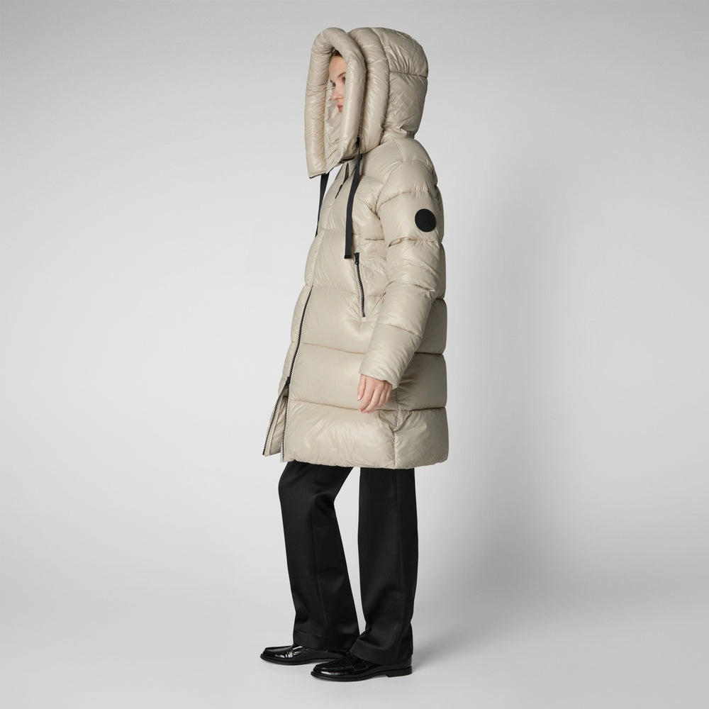 Women's Isabel Hooded Puffer Coat in Rainy Beige