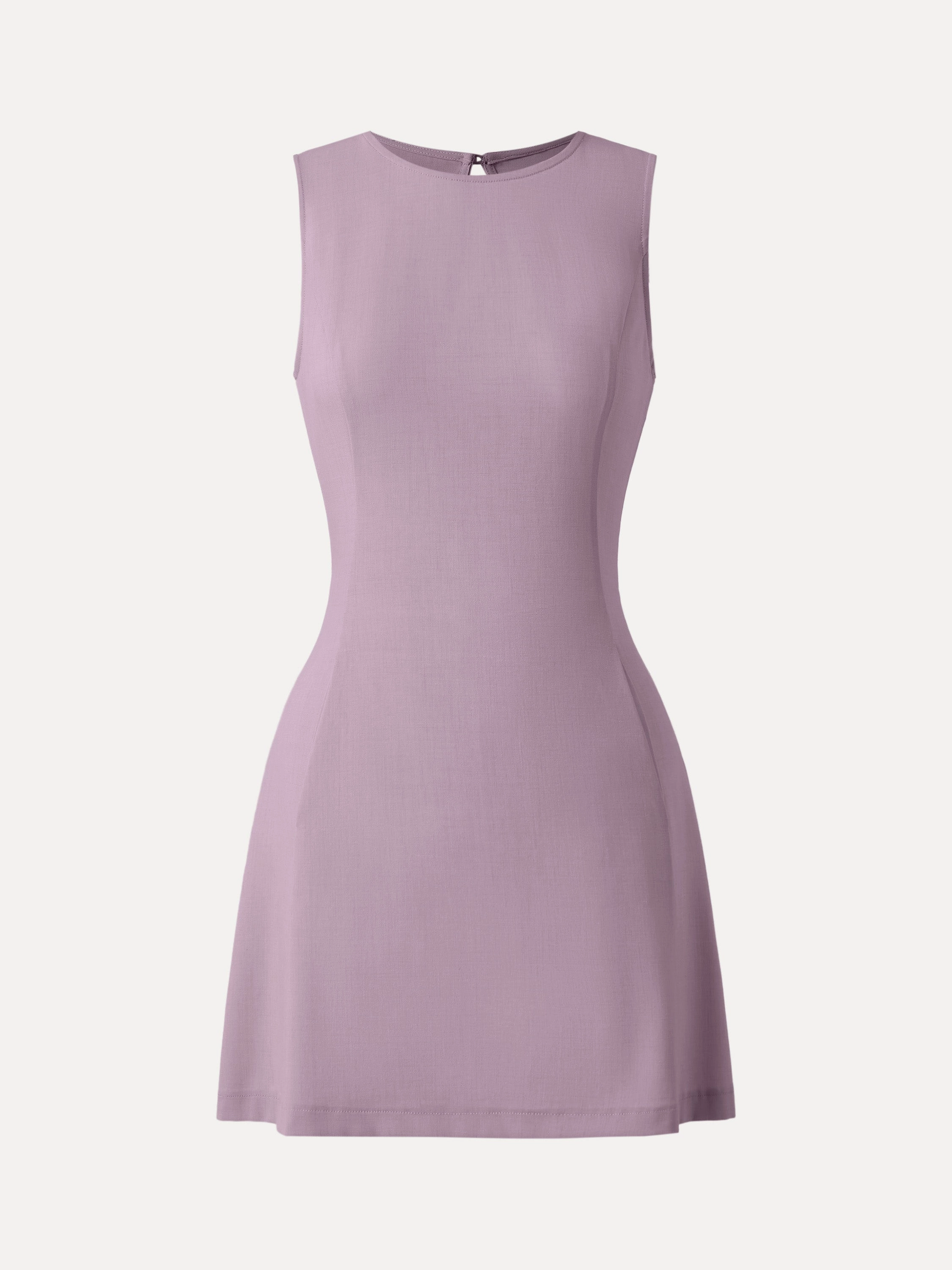 Wrinkle-Free Open-back Mini Dress with Pockets