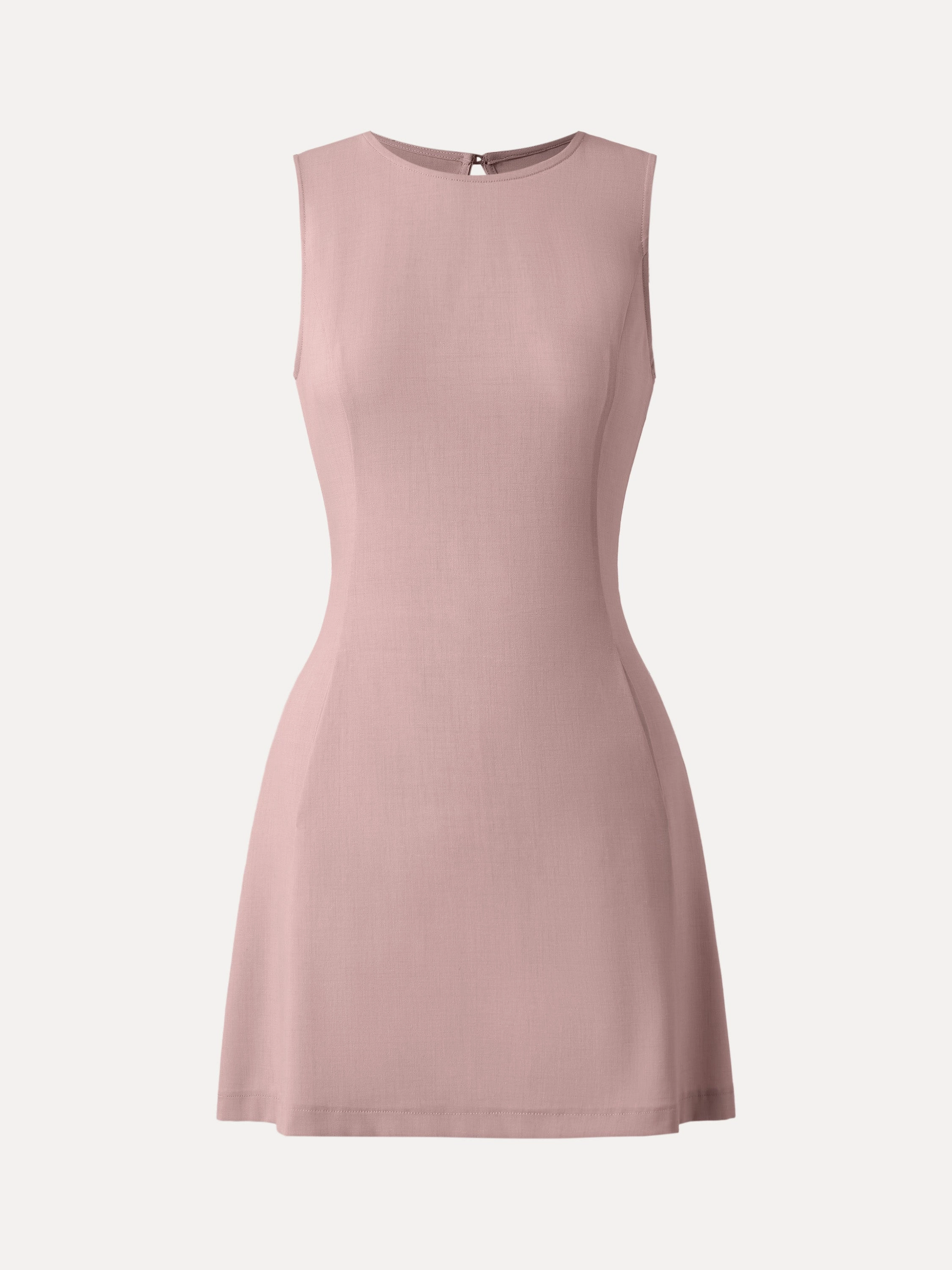 Wrinkle-Free Open-back Mini Dress with Pockets