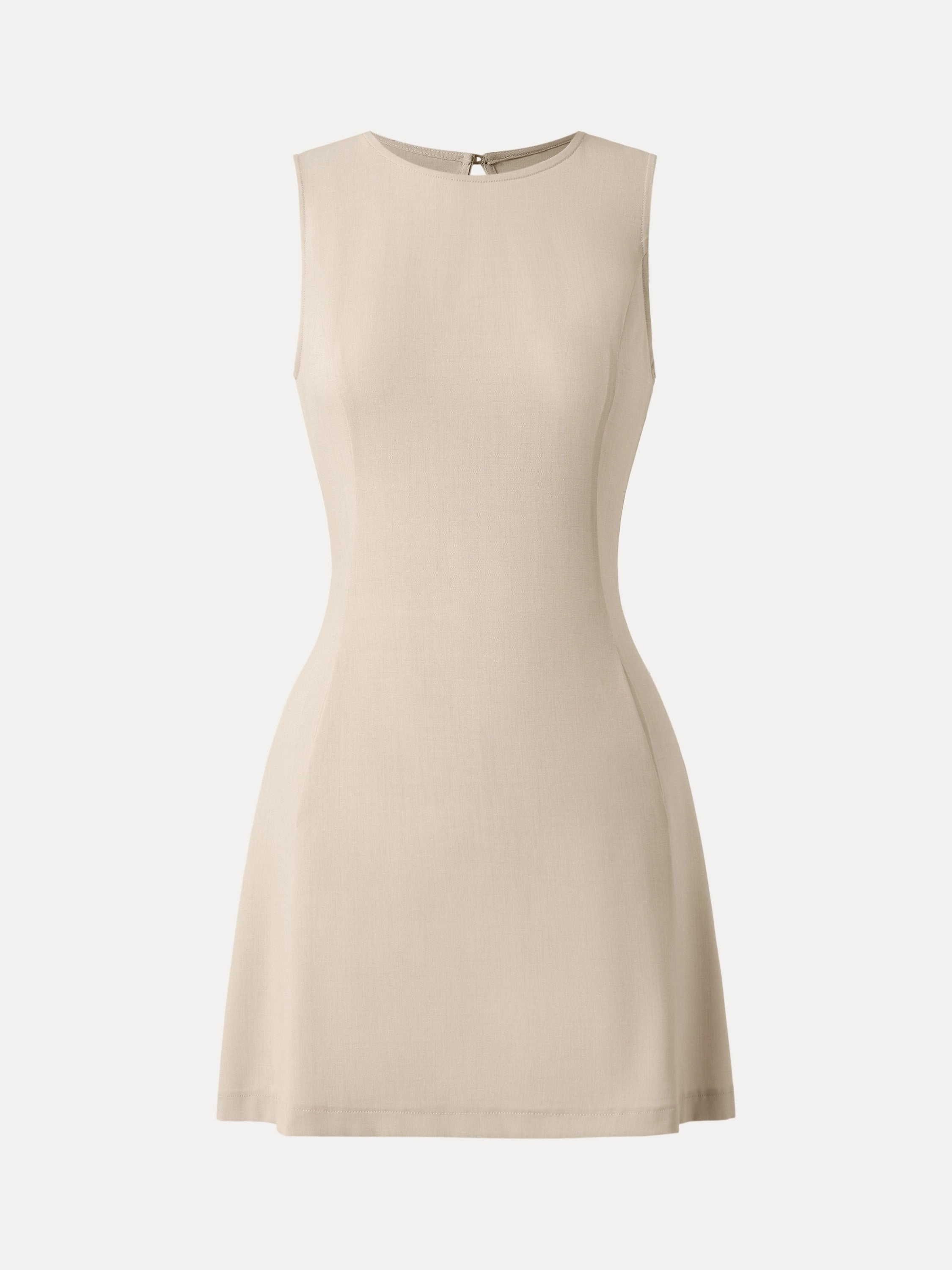 Wrinkle-Free Open-back Mini Dress with Pockets