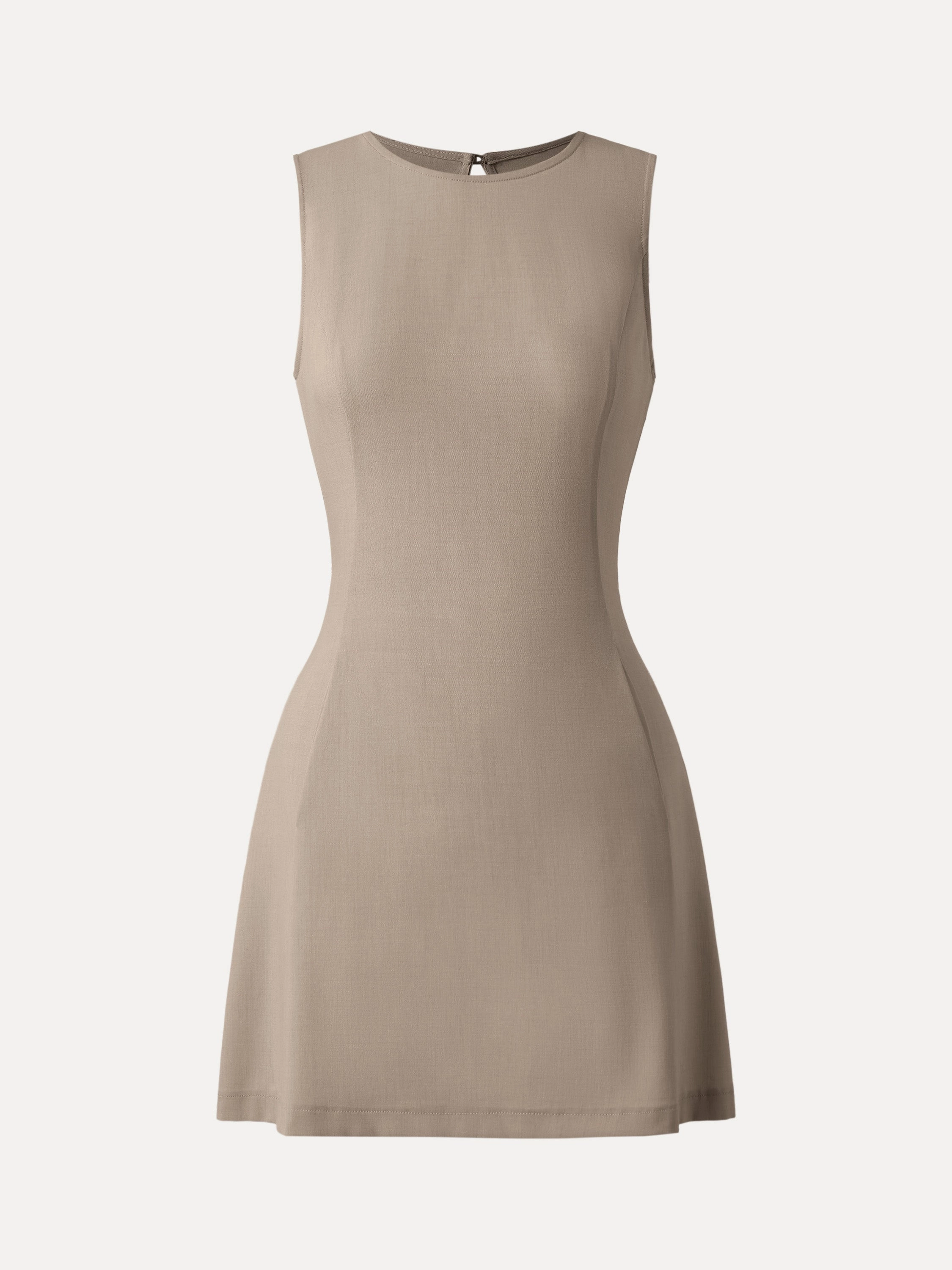 Wrinkle-Free Open-back Mini Dress with Pockets