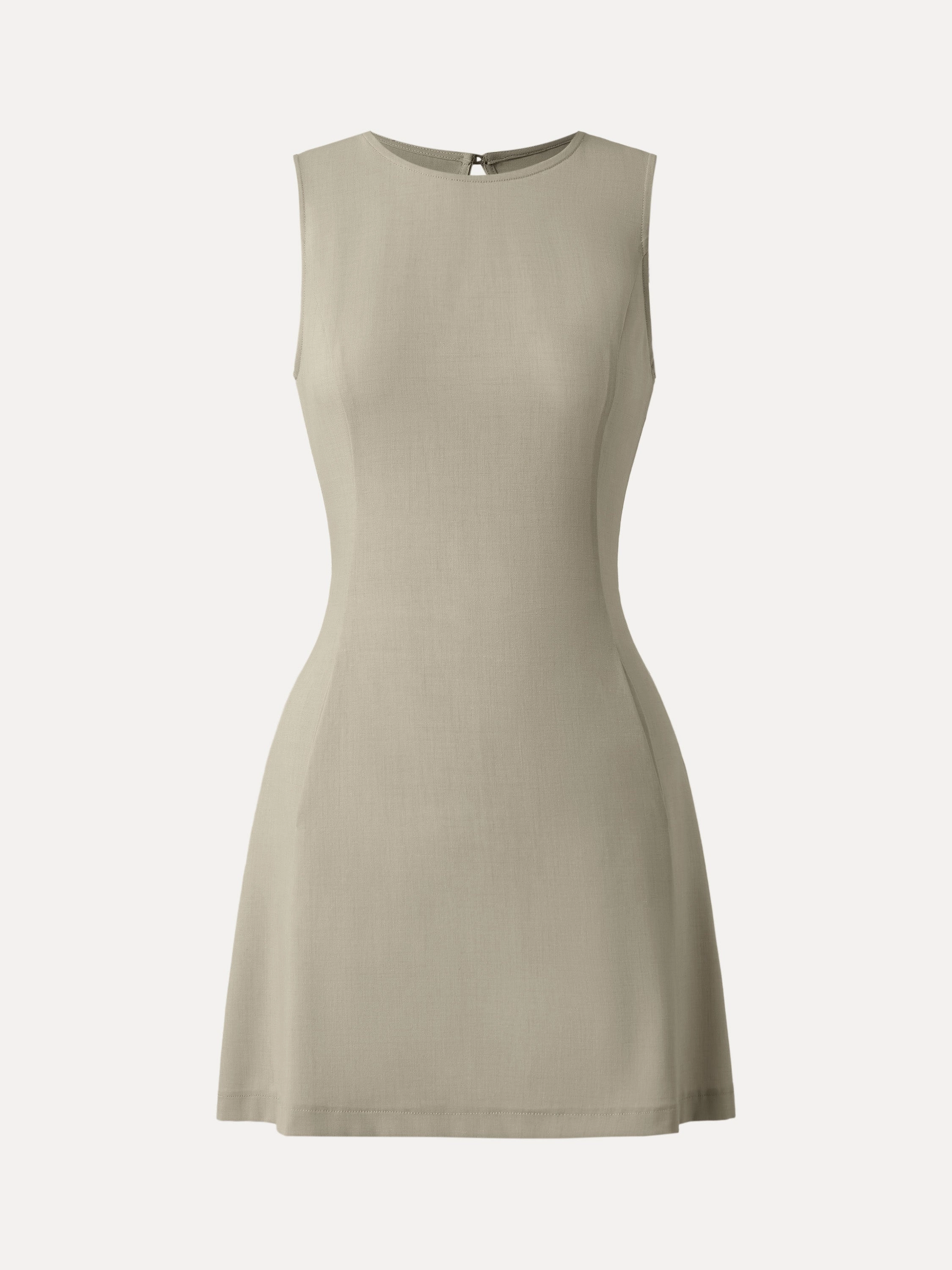 Wrinkle-Free Open-back Mini Dress with Pockets