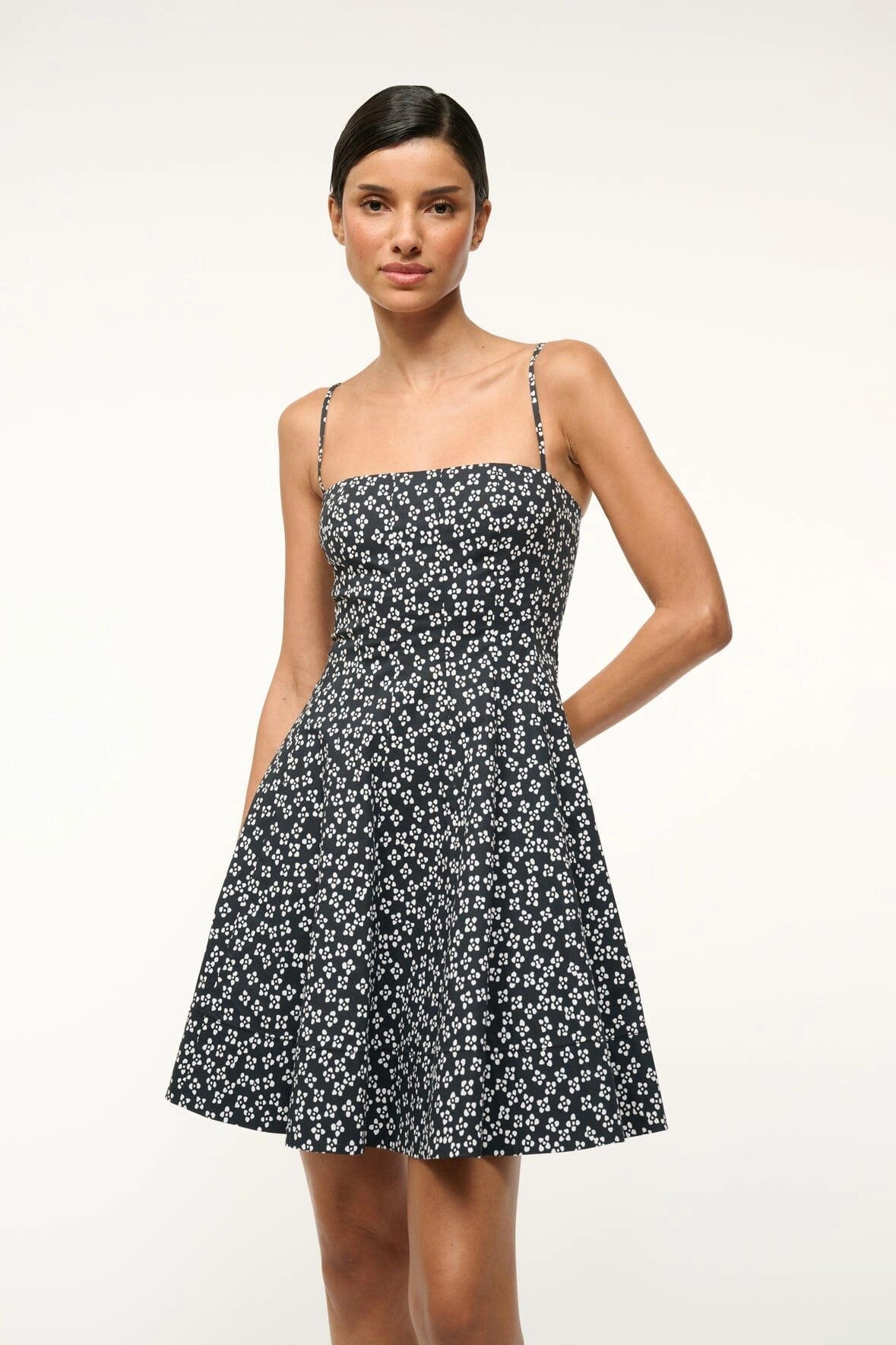 WYLIE MINI DRESS | BLACK WOODBLOCK FLORAL