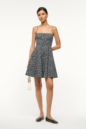 WYLIE MINI DRESS | BLACK WOODBLOCK FLORAL
