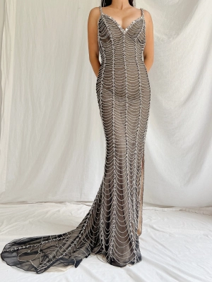 Y2K Rhinestone Sequins Gown - S/6